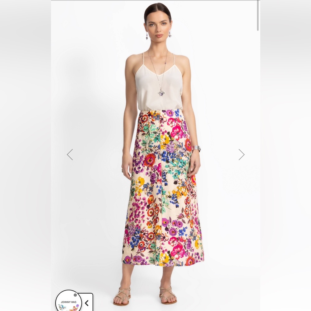 NWT JOHNNY WAS LINEN SEAMED SKIRT
